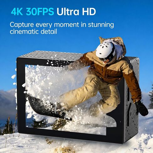 Action Camera Speed 50 4K60FPS WiFi with 2" Touch Screen EIS 5X Zoom Remote Control,Bare Machine Waterproof 33FT with Waterproof Case 131FT, 2x1550mAh Battery, Vlog Camera - Warm Black in Saudi Arabia