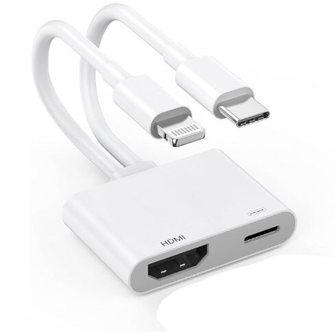 [Apple MFI Certified] محول كبل Lightning إلى HDMI لـ iPhone إلى HDTV ، موصل شاشة مزامنة محول AV الرقمي 1080p متوافق مع iPhone 14 13 12 11 Pro Max XR X 8 7 إلى جهاز العرض التلفزيوني in Kuwait