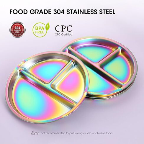 Aieve Stainless Steel Toddler Plates and Bowls Set, 5 Pcs Kids Dinnerware Set Includes Stainless Steel Kids Plate with Lid, Utensils, Cup and Bowl in Saudi Arabia