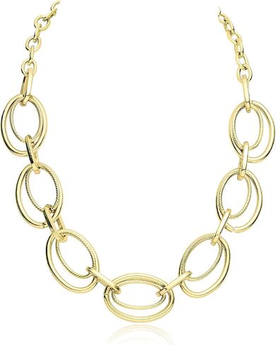 Chunky Gold Necklace for Women: 14k Gold Plated Loop Chain Link Statement Choker Necklace for Women - Chunky Fashion Pendant Jewelry in Kuwait