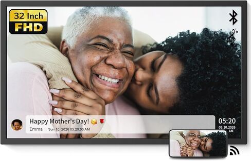 Nexfoto 21.5 بوصة إطار الصورة الرقمية 64 جيجابايت ، إطار صور رقمي كبير 1920 × 1080 IPS FHD مع مستشعر الضوء ، الدوران التلقائي ، التحكم عن بُعد ، يسهل مشاركته عبر التطبيق والبريد الإلكتروني in Kuwait