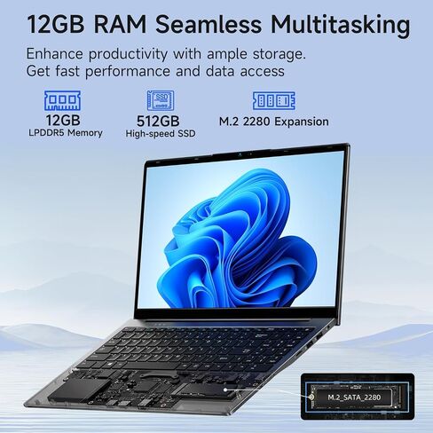 Bmax 14 inch Laptop Computer, 8GB RAM/256GB SSD, FHD IPS Display, Intel N5000 Processor Up to 2.7GHz, 2.4/5G WiFi, BT 5.0, Long Lasting Battery Portatile Notebook, Mini HDMI USB 3.0 Slim Silver Laptop in Saudi Arabia