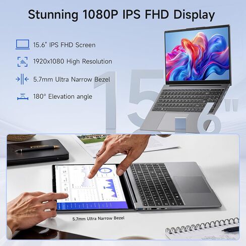 Bmax 14 inch Laptop Computer, 8GB RAM/256GB SSD, FHD IPS Display, Intel N5000 Processor Up to 2.7GHz, 2.4/5G WiFi, BT 5.0, Long Lasting Battery Portatile Notebook, Mini HDMI USB 3.0 Slim Silver Laptop in Saudi Arabia
