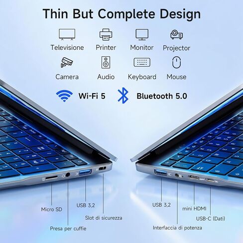Bmax 14 inch Laptop Computer, 8GB RAM/256GB SSD, FHD IPS Display, Intel N5000 Processor Up to 2.7GHz, 2.4/5G WiFi, BT 5.0, Long Lasting Battery Portatile Notebook, Mini HDMI USB 3.0 Slim Silver Laptop in Saudi Arabia