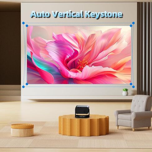 جهاز عرض مع WiFi و Bluetooth ، دعم 1080p Projector 4K مع جهاز عرض أفلام محمولة من Keystone الرأسية التلقائي ، متوافق مع الهاتف/الكمبيوتر المحمول/عصا التلفزيون in Kuwait