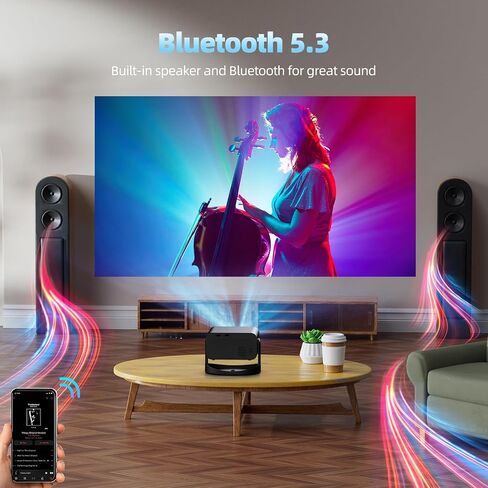 جهاز عرض مع WiFi و Bluetooth ، دعم 1080p Projector 4K مع جهاز عرض أفلام محمولة من Keystone الرأسية التلقائي ، متوافق مع الهاتف/الكمبيوتر المحمول/عصا التلفزيون in Kuwait