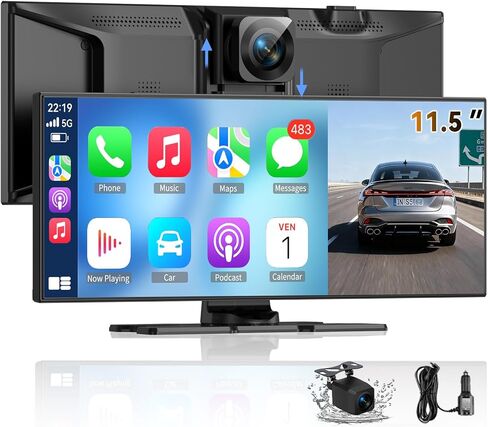 Carplay Screen for Car, 9 Inch Android Auto Screen with 4K Dashcam,1080P Backup Camera, Compatible with A-pple Carplay, TF Card, Voice Control, Bluetooth, AUX, FM, Navigation in Kuwait