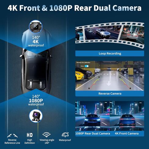 Carplay Screen for Car, 9 Inch Android Auto Screen with 4K Dashcam,1080P Backup Camera, Compatible with A-pple Carplay, TF Card, Voice Control, Bluetooth, AUX, FM, Navigation in Kuwait
