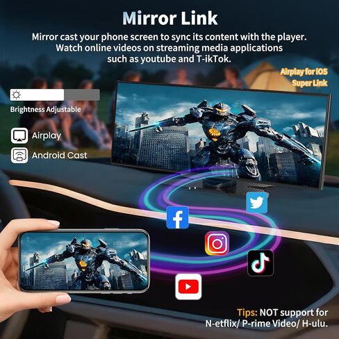 Carplay Screen for Car, 9 Inch Android Auto Screen with 4K Dashcam,1080P Backup Camera, Compatible with A-pple Carplay, TF Card, Voice Control, Bluetooth, AUX, FM, Navigation in Kuwait