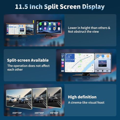 Carplay Screen for Car, 9 Inch Android Auto Screen with 4K Dashcam,1080P Backup Camera, Compatible with A-pple Carplay, TF Card, Voice Control, Bluetooth, AUX, FM, Navigation in Kuwait