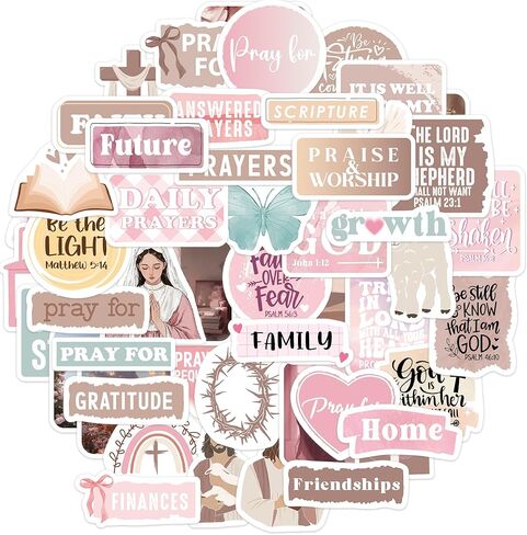 50Pcs Spanish Christian Inspirational Laptop Stickers, Boho Bible Verse Waterproof Decals for Scrapbook Journaling Water Bottle Phone, Christian Gifts for Women in Kuwait