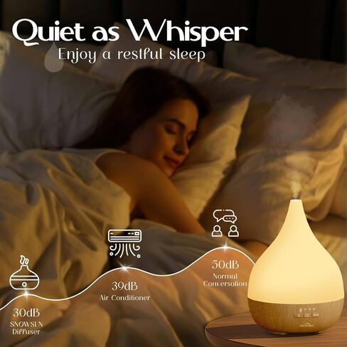 Essential Oil Diffuser with Fabric Cover, SNOWSEN 120ml Aromatherapy Diffuser with 8 LED Color Changing Lights & Night Lamp, Auto Off Function, Cool Mist Humidifier for Essential Oils for Home in Kuwait