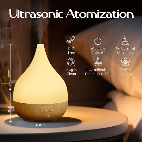 Essential Oil Diffuser with Fabric Cover, SNOWSEN 120ml Aromatherapy Diffuser with 8 LED Color Changing Lights & Night Lamp, Auto Off Function, Cool Mist Humidifier for Essential Oils for Home in Kuwait