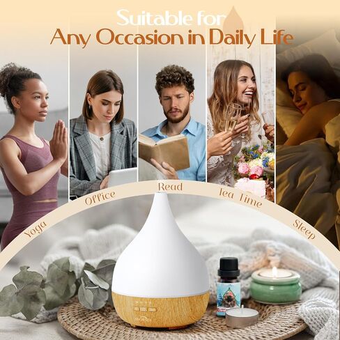 Essential Oil Diffuser with Fabric Cover, SNOWSEN 120ml Aromatherapy Diffuser with 8 LED Color Changing Lights & Night Lamp, Auto Off Function, Cool Mist Humidifier for Essential Oils for Home in Kuwait