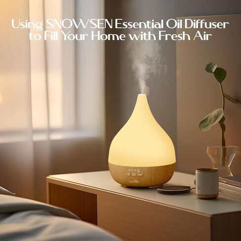 Essential Oil Diffuser with Fabric Cover, SNOWSEN 120ml Aromatherapy Diffuser with 8 LED Color Changing Lights & Night Lamp, Auto Off Function, Cool Mist Humidifier for Essential Oils for Home in Kuwait