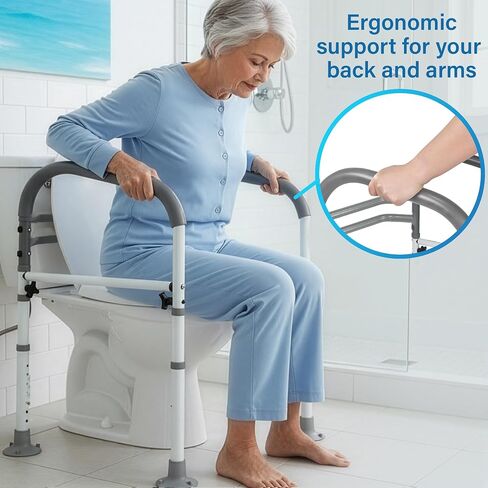 FSA/HSA Eligible Toilet Safety Rails, Vaunn Deluxe Adjustable and Foldable Toilet Safety Frame, Bathroom Handrail Assist Grab Bar Handle in Kuwait