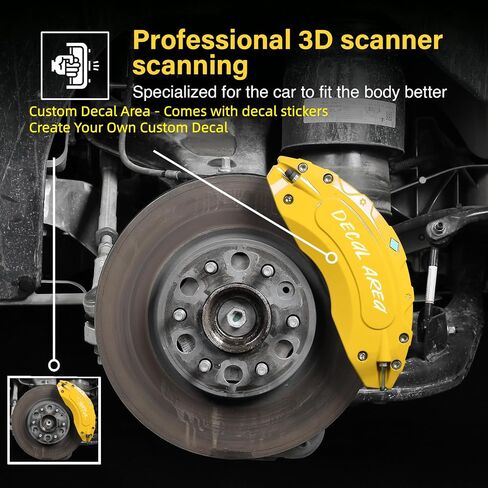 Caliper Covers Compatible with 2023 2024 2025 Tesla Cybertruck, Aluminum Alloy Brake Guards Decoration Kit, Front and Rear Brake Set of 4 – High-Temp Resistant, Easy Installation (Yellow) in Kuwait