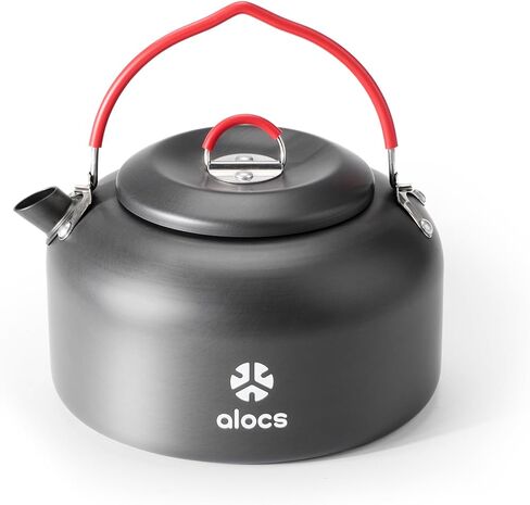 alocs 1L Camping Celling Teapot ، وعاء شاي القهوة المحمولة للتخييم للموقد ، وعلاج الشاي في الهواء الطلق ، والمشي لمسافات طويلة ، والتخييم ، والنزهة والسفر in Kuwait