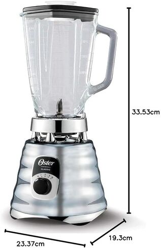 Oster Original 3 Speed ​​Chrome Blender ، محرك أكثر متانة 6 مرات ، أقوى 10 مرات ، 5 كوب من جرة زجاجية in Kuwait