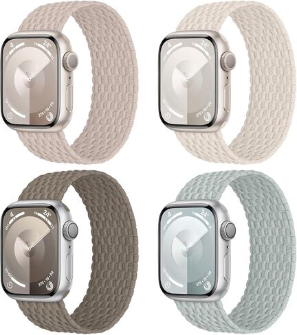 3 حزمة مسطحة حلقة منفردة مضفرة متوافقة مع Apple Watch Band 40mm 41mm 42mm 38mm 44mm 45mm 46mm 49mm النساء الرجال ، وأشرطة العزاء من النايلون المرنة لسلسلة iWatch 10 9 8 7 6 5 4 3 ultra 2 se 2 in Kuwait