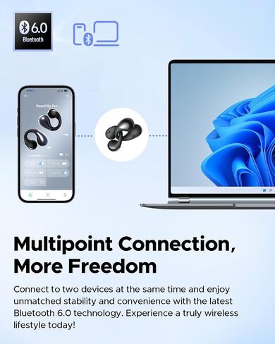 SoundPEATS PearlClip Pro Ear Ultra Open Ear Earbuds Wireless Headphones Bluetooth 5.4 Earphones Clip On Ear Buds with Mic, IPX5 Waterproof, 24 Hrs Play for Runing Cycling Fiteness in Saudi Arabia