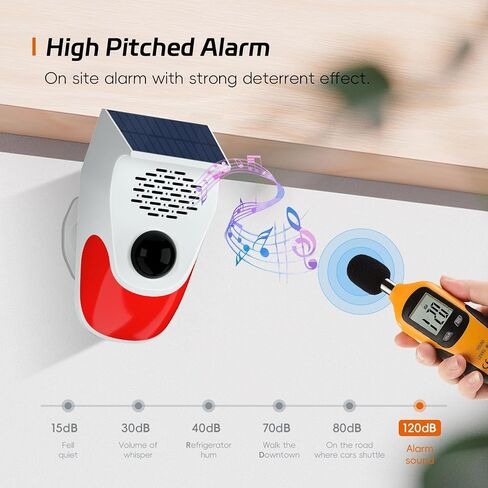 Outdoor Motion Sensor Noise Maker with 8 Replaceable Recording,Dog Barking Motion Detector Alarm,Three Levels of Adjustable Volume,Three Operating Modes,Motion Activated Alarm with Remote Control (1) in Kuwait