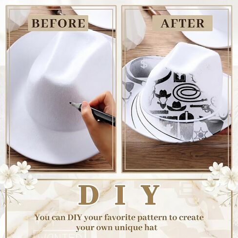 Janmercy 24 Pack Cowboy Hats Bulk Western Western Cowboy White Hats Cowboy Hat with Depable Devin in Kuwait