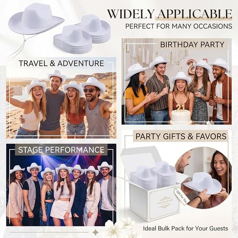 Janmercy 24 Pack Cowboy Hats Bulk Western Western Cowboy White Hats Cowboy Hat with Depable Devin in Kuwait