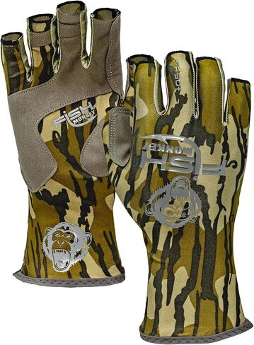 Fish Monkey SPF 50+ Four Way Stretch Quick Dry Breathable Half Finger Second Skin Fit Fishing Guide Gloves Superior Non Slip Grip for Men and Women in Kuwait