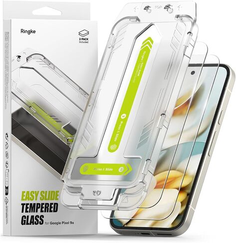 Ringke Easy Slide [Super Easy to Install] Compatible with Google Pixel 9a Screen Protector, Case Friendly 9H Hardness Tempered Glass with Simple installation Tool - 2 Pack in Saudi Arabia