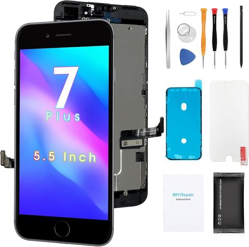 for iPhone 6S Screen Replacement 4.7' - LCD Complete Repair Kit Display 3D Touch Digitizer Assembly with Earpiece, Front Camera, Proximity Sensor, Tempered Glass, Tools, Instruction-Black in Kuwait