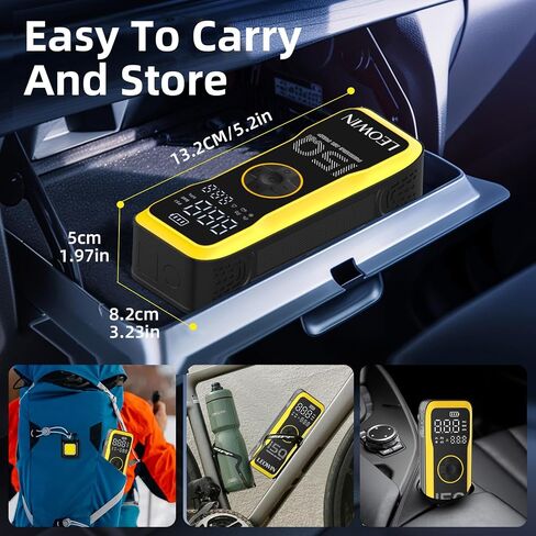 Tire Inflator Portable Air Compressor, Air Pump for Car Tires with Digital Tire Pressure Gauge/LED Light, Tire Pump with Rechargeable Battery &12V Car Power Adapter, for Cars, Motorcycles, Bikes, Ball in Saudi Arabia