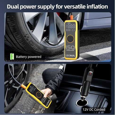 Tire Inflator Portable Air Compressor, Air Pump for Car Tires with Digital Tire Pressure Gauge/LED Light, Tire Pump with Rechargeable Battery &12V Car Power Adapter, for Cars, Motorcycles, Bikes, Ball in Saudi Arabia