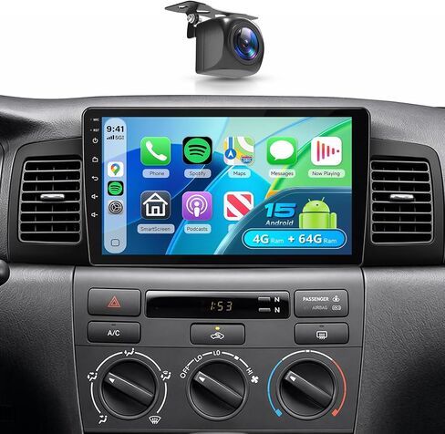 Car Radio Stereo for Toyota Corolla EX Screen 2007-2012[4G+64G] Android with Wireless CarPlay Android Auto,9" IPS Touchscreen Car Stereo Bluetooth5.0, GPS,WiFi,SWC,59UI,32EQ AI DSP+HD Backup Camera in Saudi Arabia