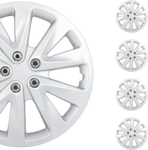 SCITOO(16-Inch) Snap On Hubcap Auto Tire Replacement Exterior Cap Snap On Cars, Trucks, SUVs Silver Wheel Cover Set of 4 Pieces in Saudi Arabia