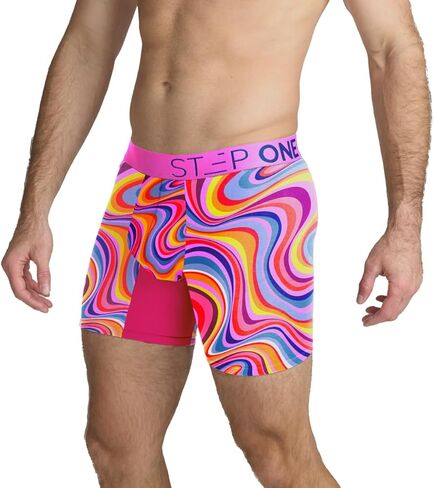 STEP ONE Mens Boxer Briefs, 3 Pairs – Viscose from Bamboo Anti-Chafing Underwear for Men, Comfortable Moisture-Wicking Boxers with 3D Pouch Multicolor L in Saudi Arabia