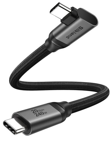 Silkland USB C Monitor Display Cable Right Angle 5FT [5K/4K@60Hz 8K@30Hz], 90 Degree USB C 3.2 Gen 2x2 Video Cable, 20Gbps Data Transfer, 240W Fast PD Compatible for MacBook Pro, iPad, iPhone 16 in Kuwait