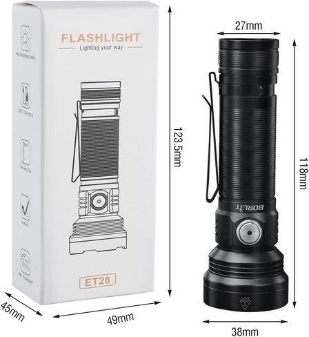 Boruit RJ11 Small Keychain Flashlight Bright 120L ، Mini Compack EDC Flashlights AAA مدعوم من بطارية ، طراز واحد ضوء الجيب LED LED للمنزل في حالات الطوارئ المشي in Kuwait