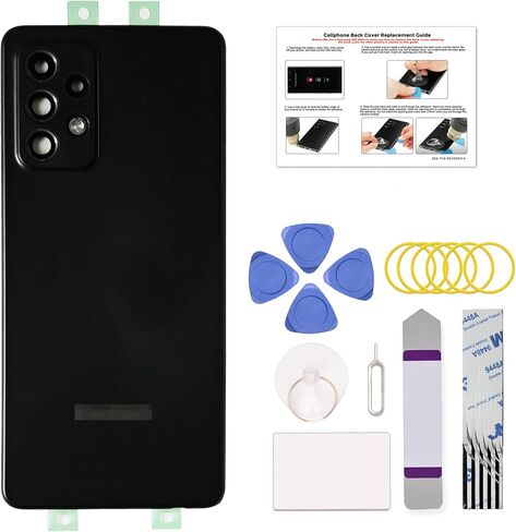 GREEN FUSION Compatible with Galaxy A52 Back Cover Replacement, A52 4G/5G SM-A525 A526 Back Housing Door with Pre-installed Frame Sticker, Repair Tools & Instruction, Awesome Black in Kuwait