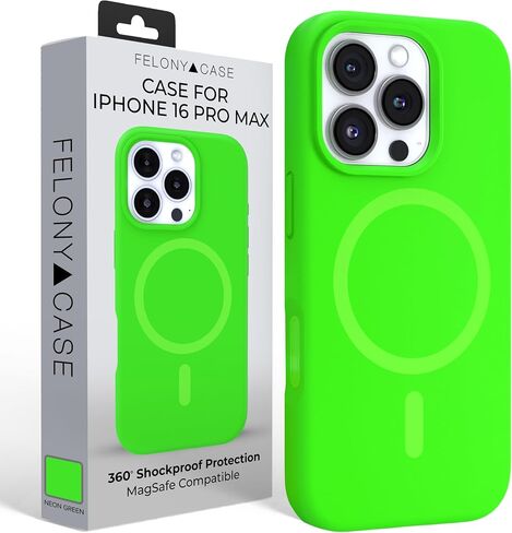 حالة جناية لـ iPhone 16 Pro Max - غطاء الهاتف الأنيق Neon Orange Silicone ، متوافق مع Magsafe - 360 ° الحالات الوقائية المقاومة للصدمات المصممة لـ Apple iPhone 16 Pro Max in Kuwait