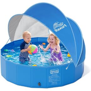 Dog Pool with Sprinkler, 79'' Foldable Dog Pools for Large Dogs, 2-in-1 Sprinkler Pool Heavy Duty, PVC Non Slip Pet Bathing Tub for Outdoor Backyard, Blue in Kuwait