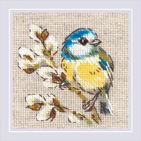 RIOLIS - Titmouse 2244, Cross Stitch Kits 4"x4", Cross Stitch Kits for Adults, Counted Cross Stitch Kits, Embroidery Kit for Beginners & Advanced, Nature Crossstitching Kits, Counted Stitching Kits in Kuwait