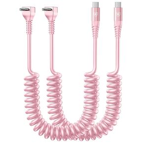 Coiled Lightning Cable Nylon Braided iPhone Charger Cord 3FT for Car [Apple MFi Certified] iPhone Fast Charging Cables Compatible with iPhone 14 13 12 11 Pro Max XR XS X 8 7 6 Plus SE iPad - 2Pack in Kuwait