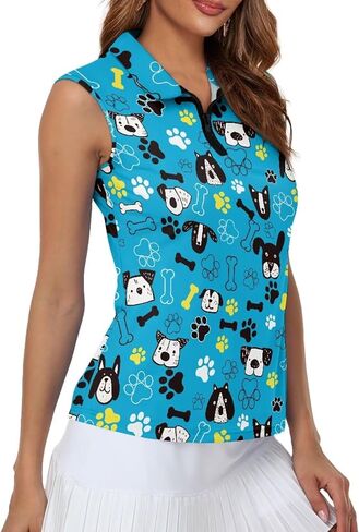 Sleeveless Collared Golf Shirts for Women, Zip Tank Tops Polo Shirts, Golf Shirt Women Sleeveless for Summer in Kuwait
