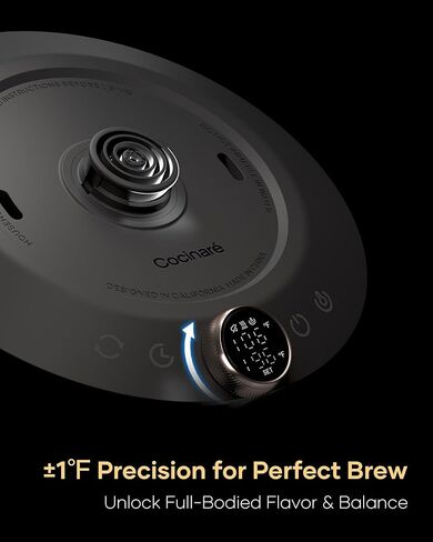 Cocinare Flow M9 Gooseneck Electric Clostle مع التحكم الدقيق ± 1 ℉ في درجة الحرارة لتسكع القهوة والشاي ، والداخلية الداخلية الفولاذ المقاوم للصدأ ، وغلاية كهربائية سريعة التدفئة للماء المغلي (أزهار) in Kuwait