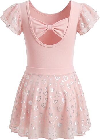 Girls Ballet Leotard with Removable Skirt Dance Dress for Ballet Class Recital Practice in Kuwait