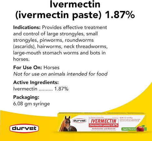 Ivermectin Paste Dewormer - 6.08g dose @ 1.87%-Apple flavored in Kuwait