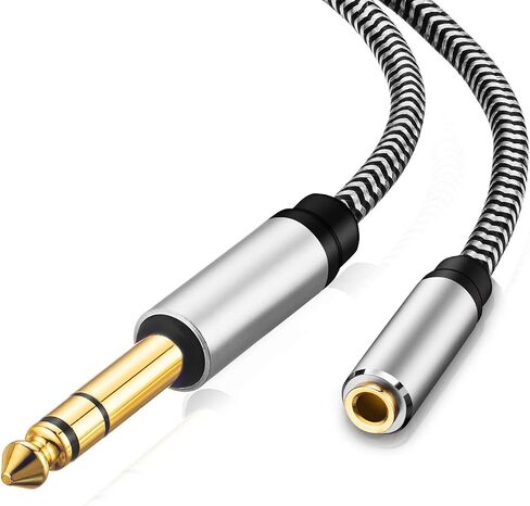 3.5mm to 1/4 Adapter, 6.35mm 1/4" Male to 3.5mm 1/8" Female TRS Stereo Audio Cable, Nylon Braid Compatible for Amplifiers, Guitar, Piano, Home Theater Devices in Kuwait