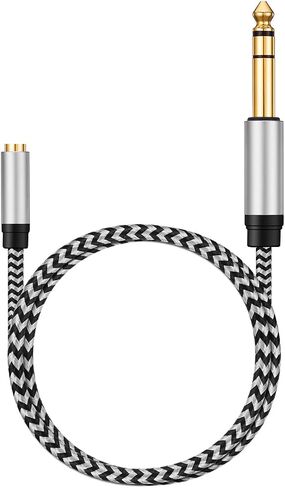 3.5mm to 1/4 Adapter, 6.35mm 1/4" Male to 3.5mm 1/8" Female TRS Stereo Audio Cable, Nylon Braid Compatible for Amplifiers, Guitar, Piano, Home Theater Devices in Kuwait