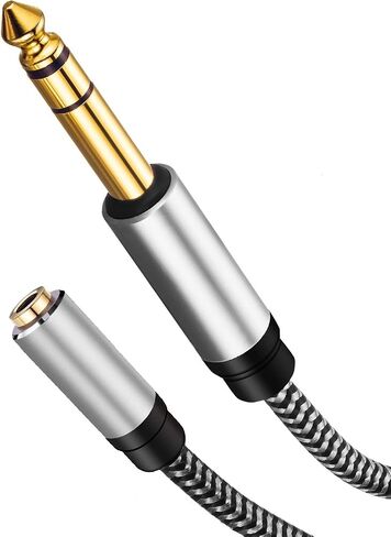 3.5mm to 1/4 Adapter, 6.35mm 1/4" Male to 3.5mm 1/8" Female TRS Stereo Audio Cable, Nylon Braid Compatible for Amplifiers, Guitar, Piano, Home Theater Devices in Kuwait